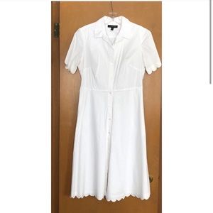 Banana Republic White Scalloped Midi Dress